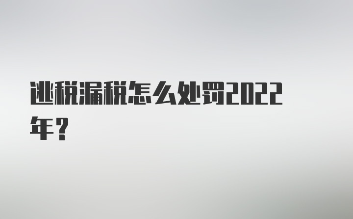 逃税漏税怎么处罚2022年？