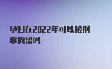 孕妇在2022年可以被刑事拘留吗