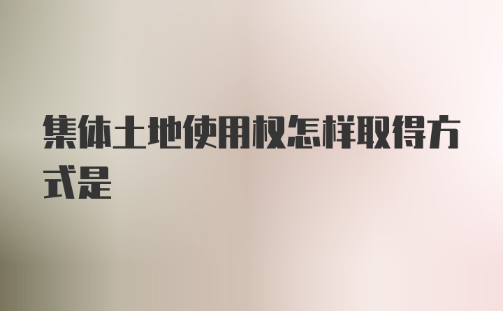 集体土地使用权怎样取得方式是