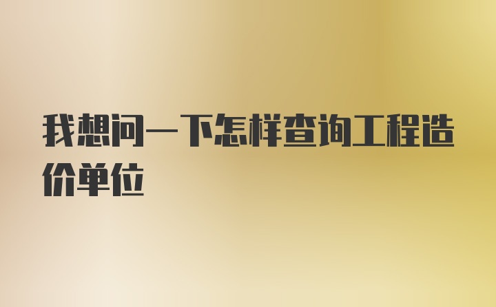 我想问一下怎样查询工程造价单位