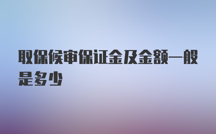 取保候审保证金及金额一般是多少