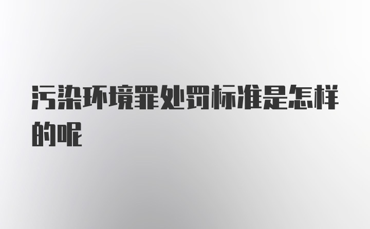 污染环境罪处罚标准是怎样的呢