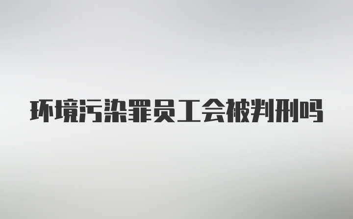 环境污染罪员工会被判刑吗