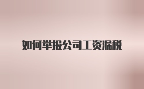 如何举报公司工资漏税