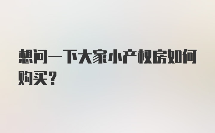 想问一下大家小产权房如何购买？