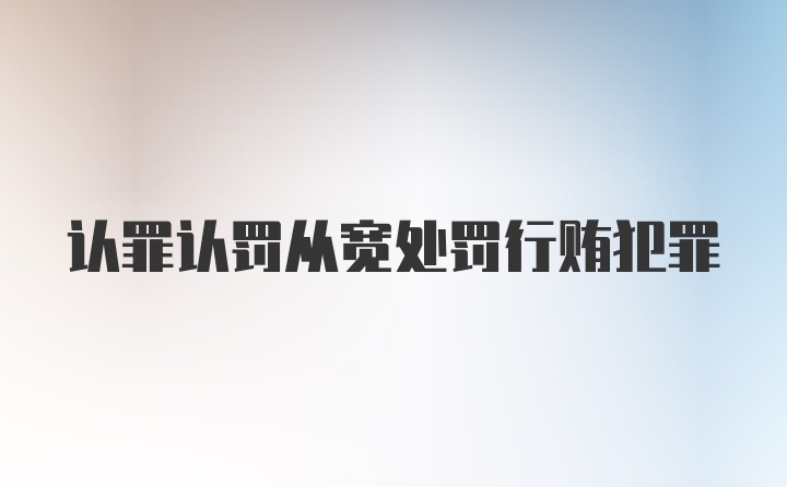 认罪认罚从宽处罚行贿犯罪