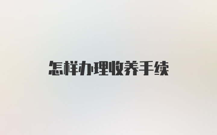 怎样办理收养手续