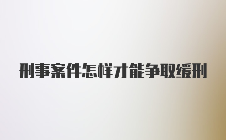 刑事案件怎样才能争取缓刑