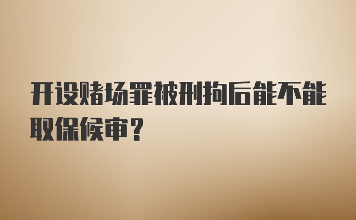 开设赌场罪被刑拘后能不能取保候审?