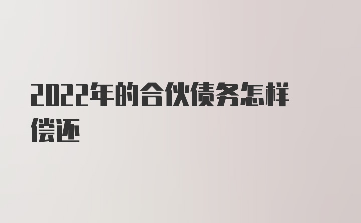 2022年的合伙债务怎样偿还