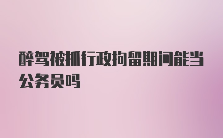 醉驾被抓行政拘留期间能当公务员吗