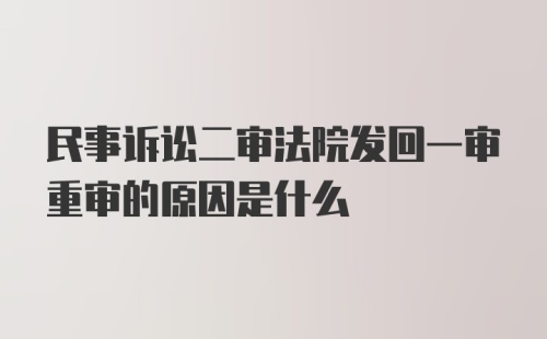 民事诉讼二审法院发回一审重审的原因是什么