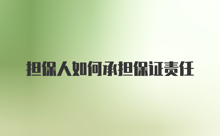 担保人如何承担保证责任