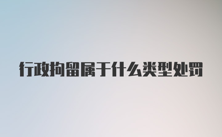 行政拘留属于什么类型处罚