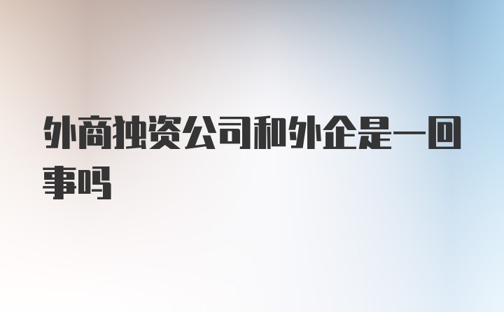 外商独资公司和外企是一回事吗