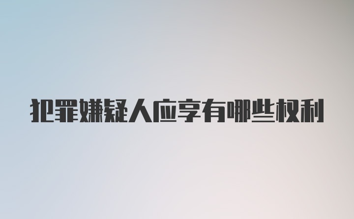 犯罪嫌疑人应享有哪些权利