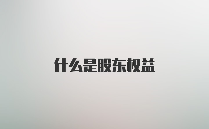 什么是股东权益