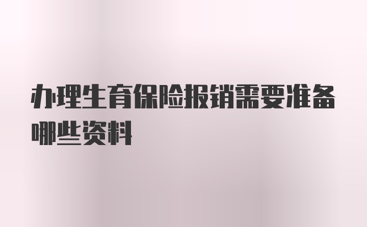 办理生育保险报销需要准备哪些资料