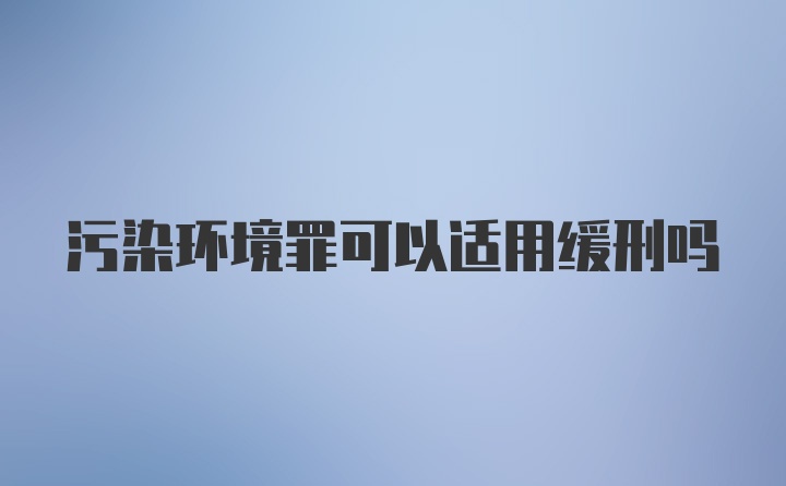 污染环境罪可以适用缓刑吗