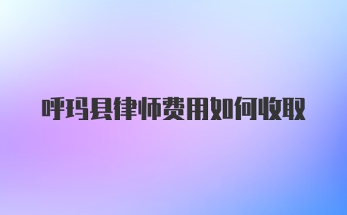 呼玛县律师费用如何收取