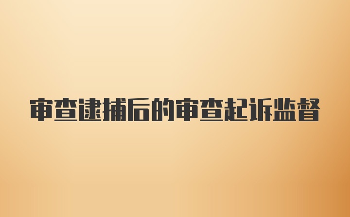 审查逮捕后的审查起诉监督