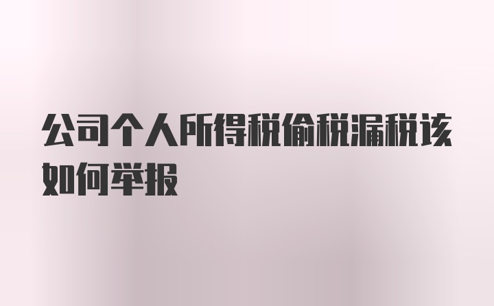 公司个人所得税偷税漏税该如何举报