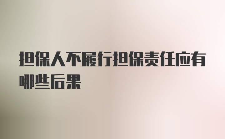 担保人不履行担保责任应有哪些后果