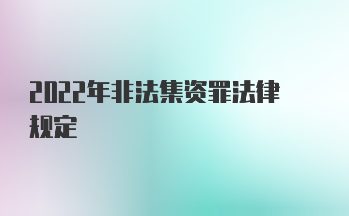 2022年非法集资罪法律规定