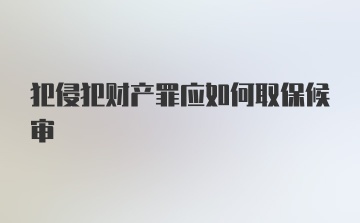 犯侵犯财产罪应如何取保候审