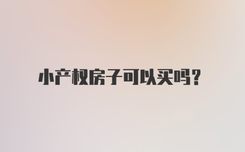 小产权房子可以买吗？