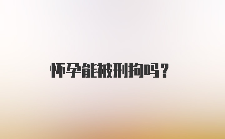 怀孕能被刑拘吗？