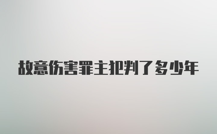 故意伤害罪主犯判了多少年