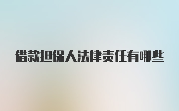 借款担保人法律责任有哪些