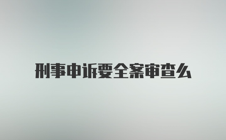 刑事申诉要全案审查么