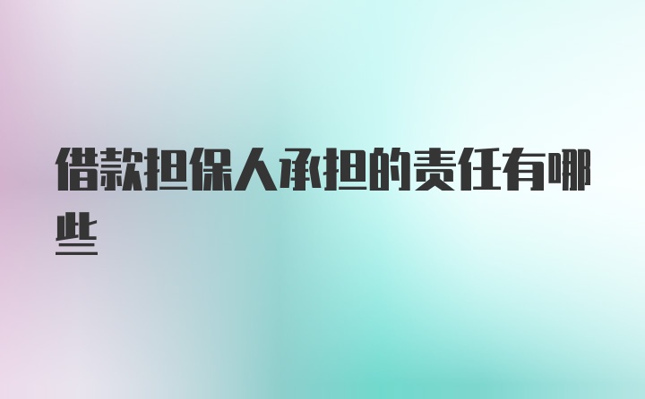 借款担保人承担的责任有哪些