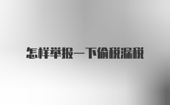 怎样举报一下偷税漏税