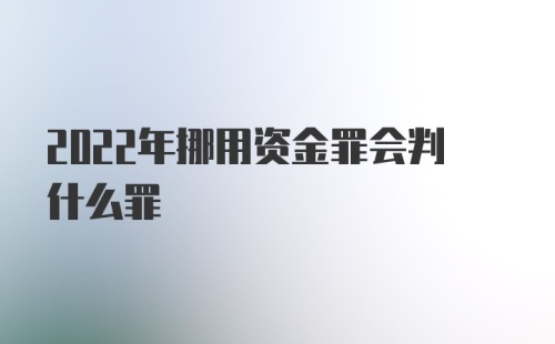 2022年挪用资金罪会判什么罪