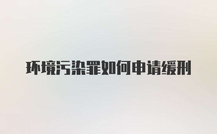 环境污染罪如何申请缓刑