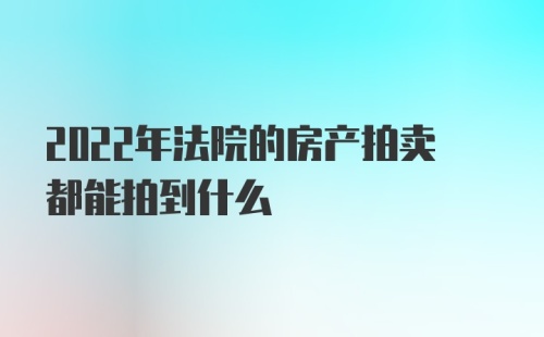 2022年法院的房产拍卖都能拍到什么