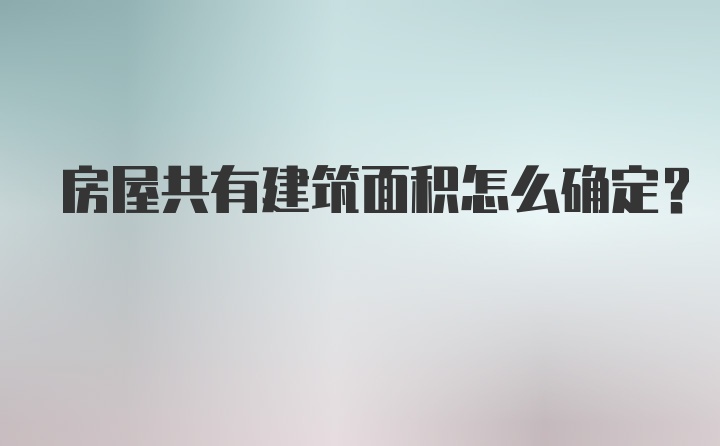 房屋共有建筑面积怎么确定？