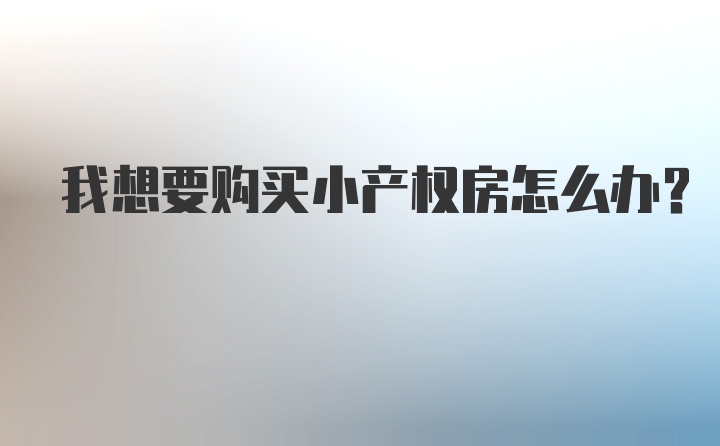 我想要购买小产权房怎么办？