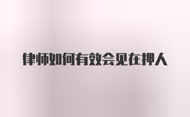 律师如何有效会见在押人