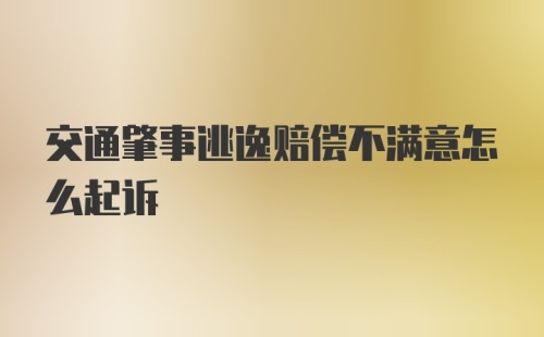 交通肇事逃逸赔偿不满意怎么起诉