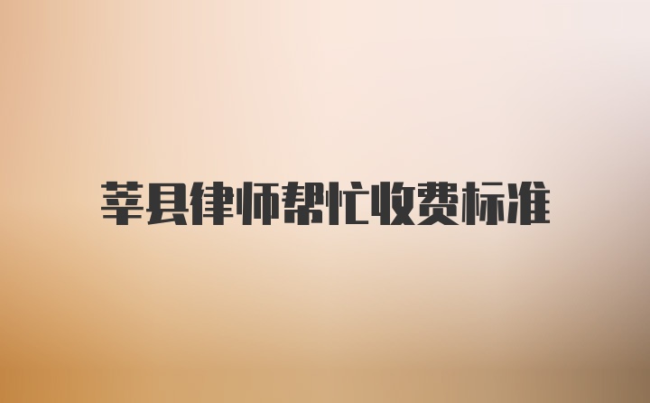 莘县律师帮忙收费标准