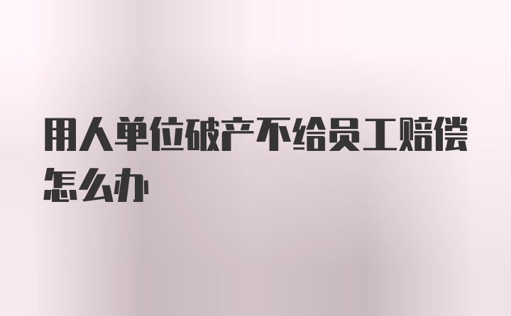 用人单位破产不给员工赔偿怎么办