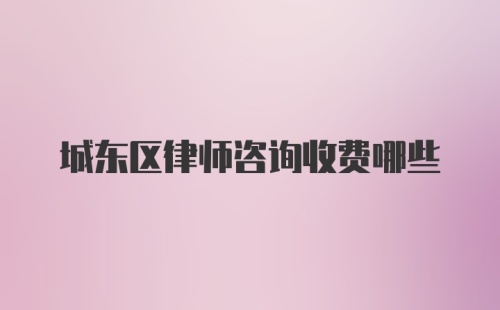 城东区律师咨询收费哪些