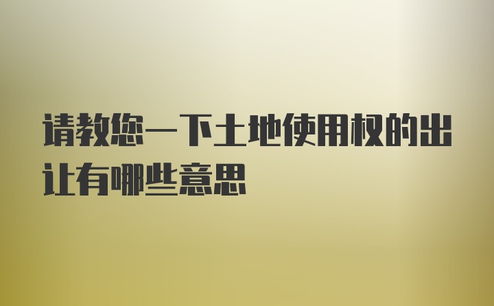 请教您一下土地使用权的出让有哪些意思