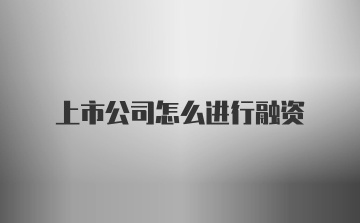 上市公司怎么进行融资