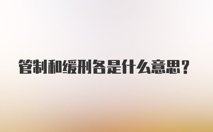 管制和缓刑各是什么意思？