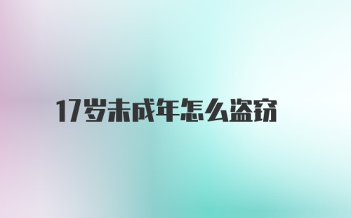 17岁未成年怎么盗窃